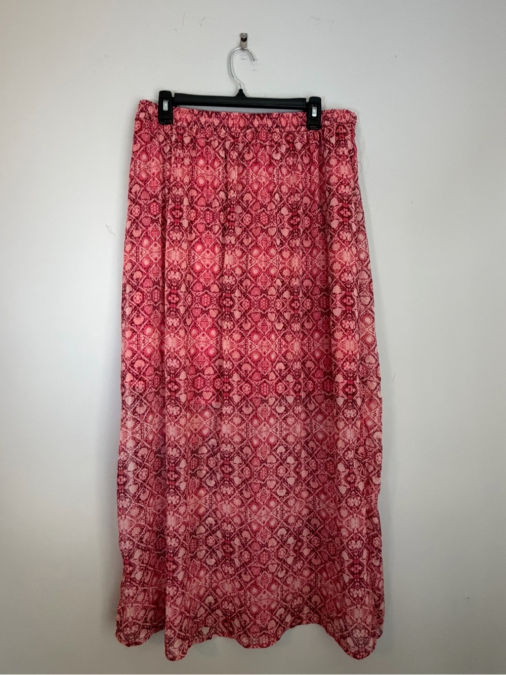 Faded Glory Red-Pink Patterned Maxi Skirt